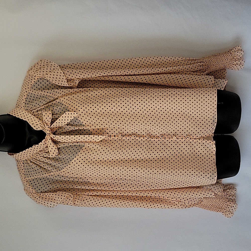All Saints Lara Dot Shirt Blush Pink w/ Taupe Polka Dots Size 4